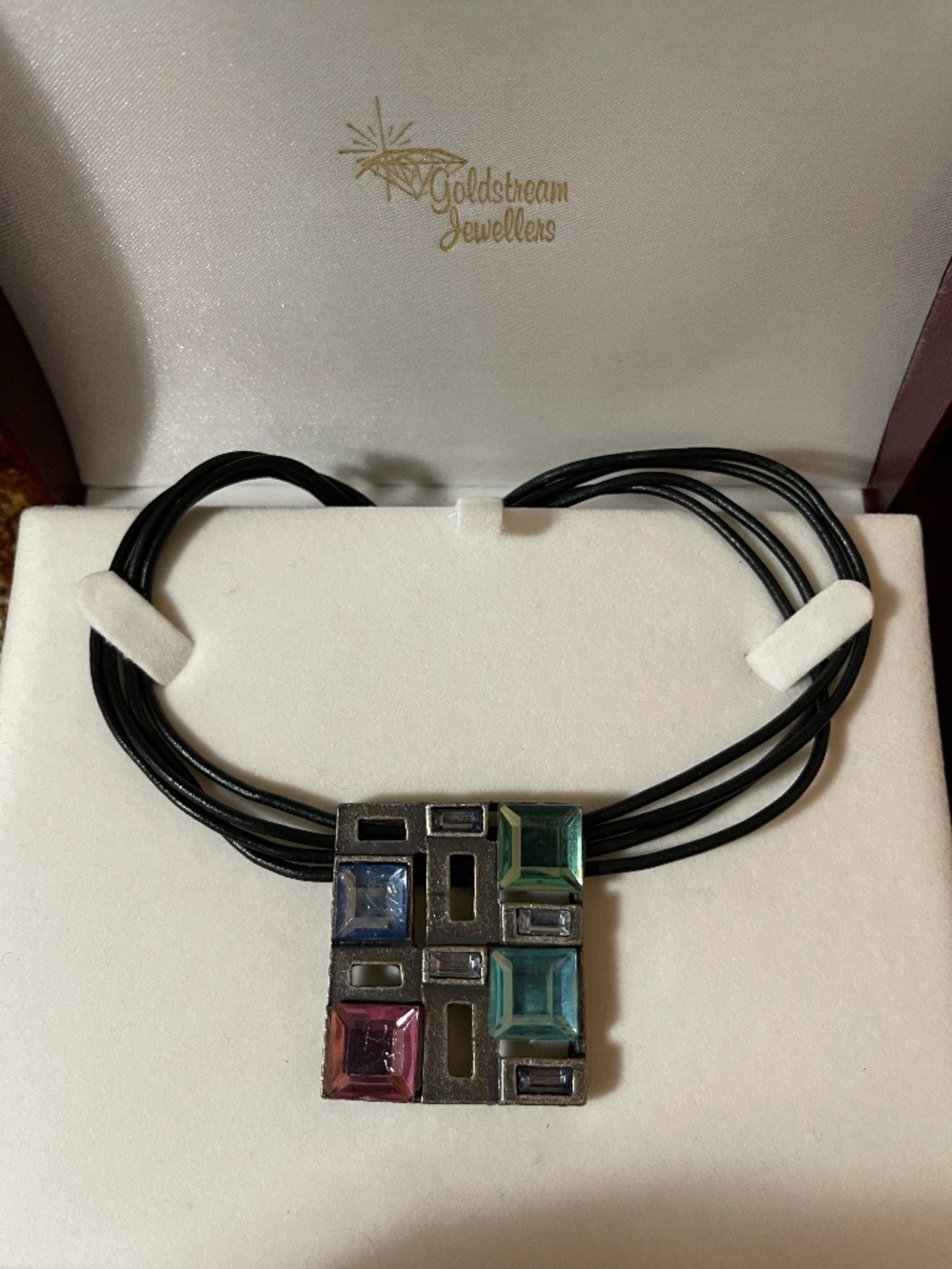 Modern Vintage Statement Necklace on Leather Cord